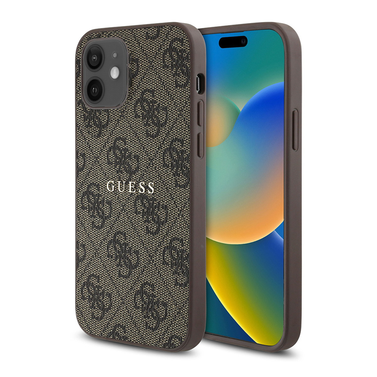 Apple iPhone 12 Kılıf Guess Orjinal Lisanslı M-safe Şarj Özellikli 4G Desen Yazı Logolu Kapak
