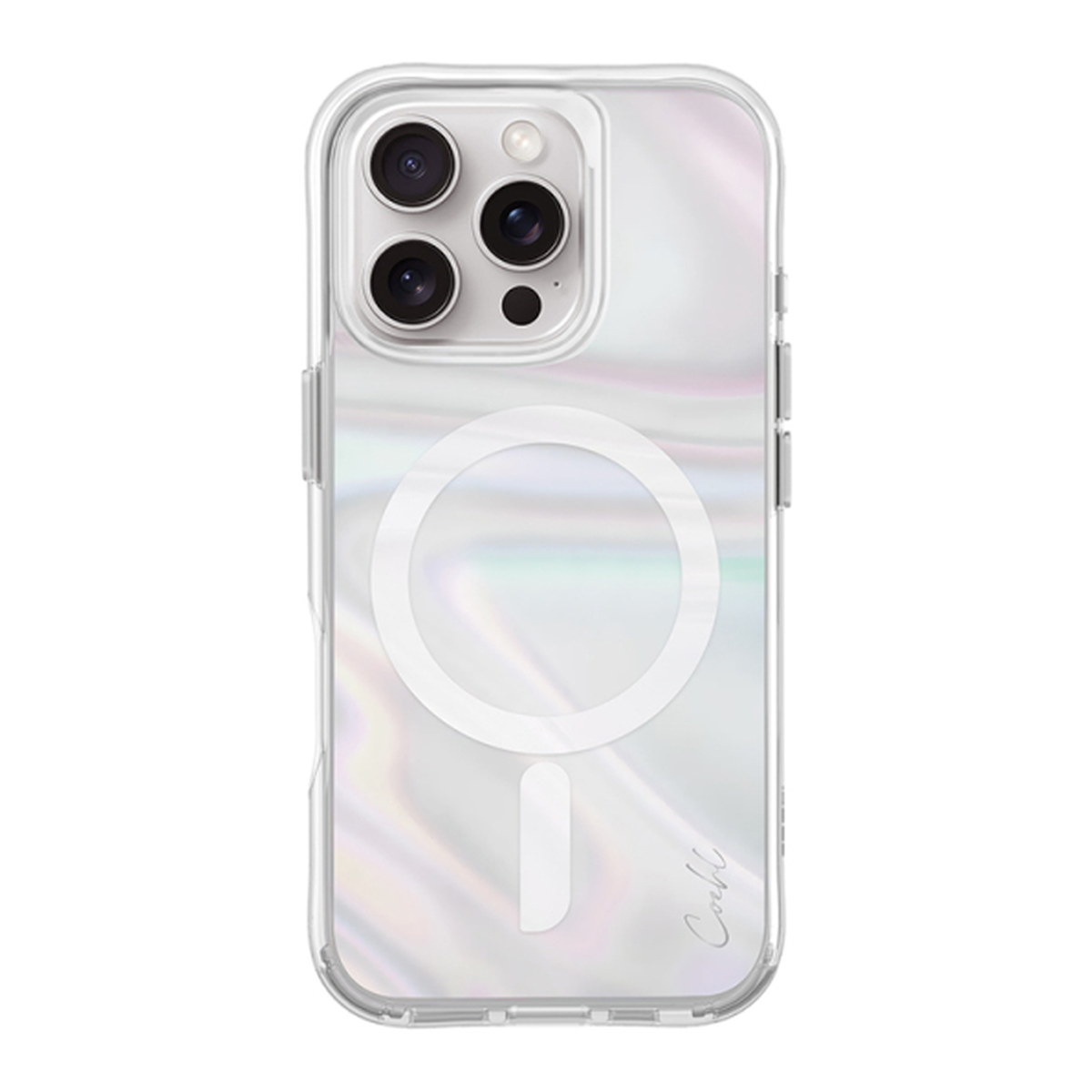 Apple iPhone 16 Pro Kılıf M-safe Şarj Özellikli Holografik Şeffaf Arka Yüzey Coehl Savon Kapak