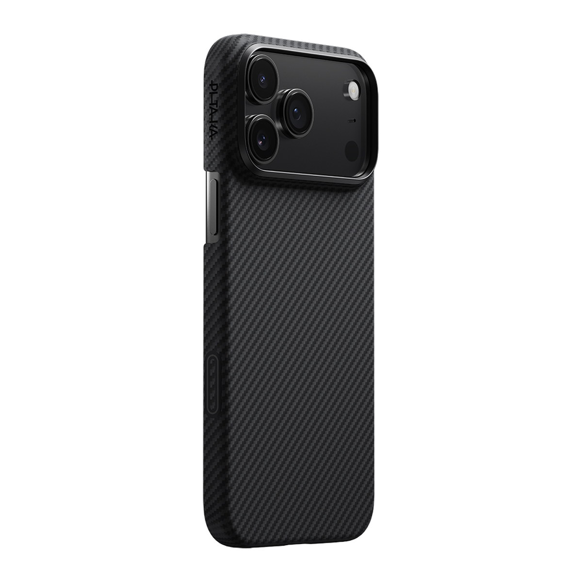 Apple iPhone 17 Pro Kılıf M-safe Şarj Özellikli 1500D Aramid Fiber Pitaka Ultra-Slim Classic Serisi Black-Grey Twill Kapak