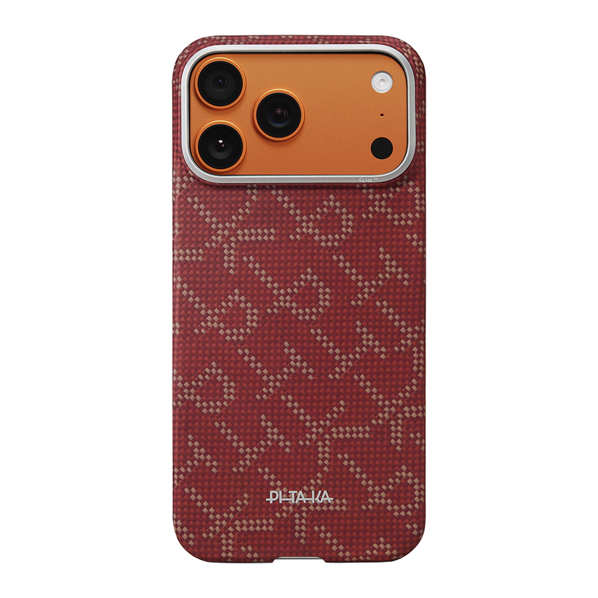 Apple iPhone 17 Pro Kılıf M-safe Şarj Özellikli Aramid Fiber Pitaka Tactile Woven Monogram Serisi Kapak
