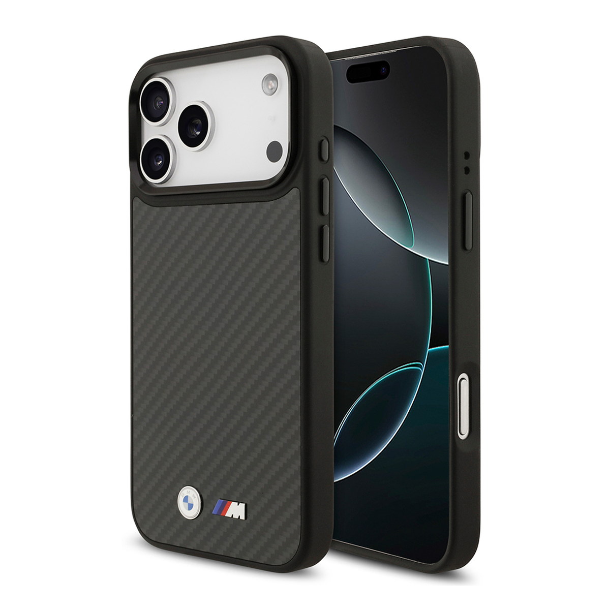 Apple iPhone 17 Pro Max Kılıf BMW Orjinal Lisanslı M-safe Şarj Özellikli Karbon Fiber Metal Logolu Kevlar Kapak