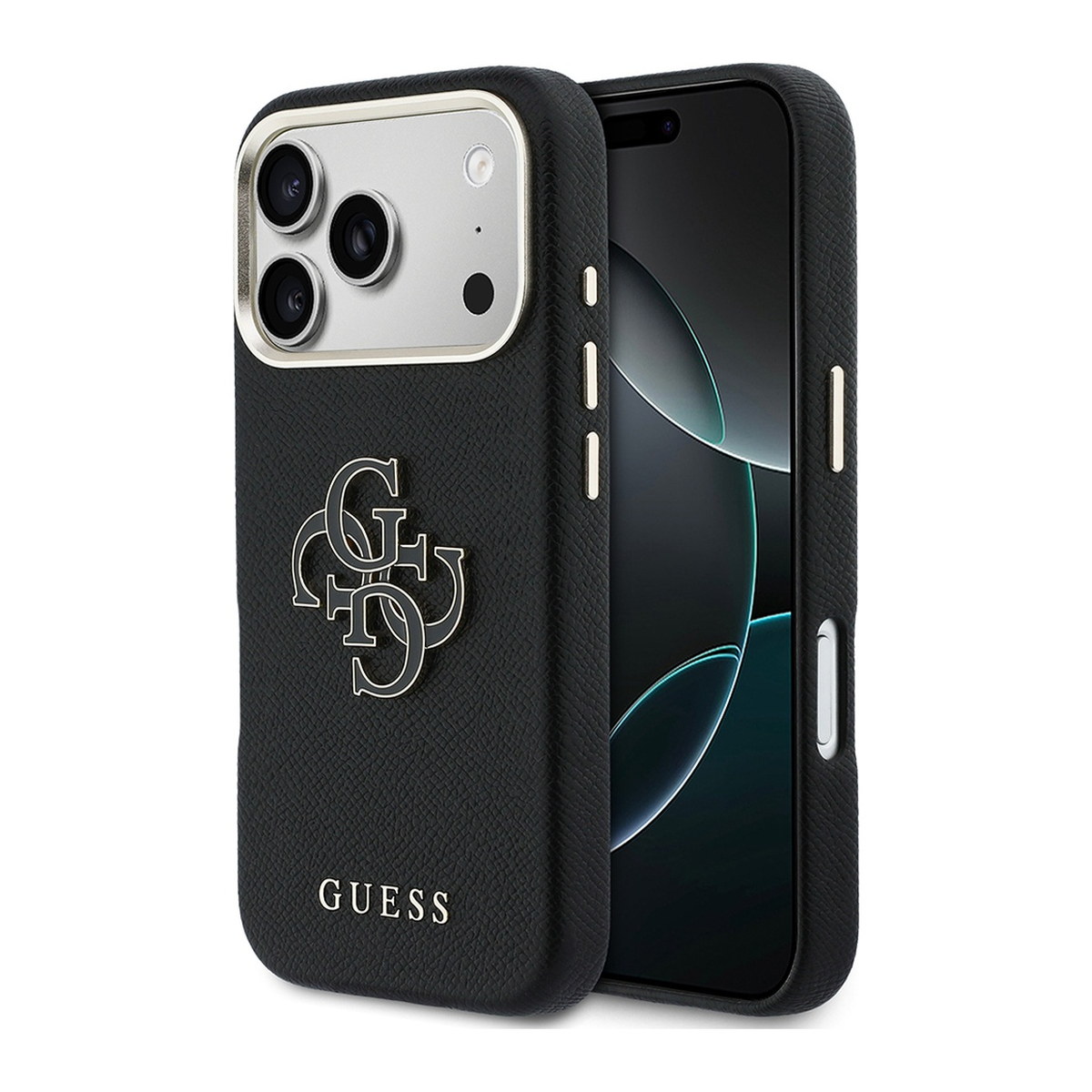 Apple iPhone 17 Pro Max Kılıf Guess Orjinal Lisanslı 4G Büyük Metal Kamera Çerçeveli PU Deri Resin Kapak