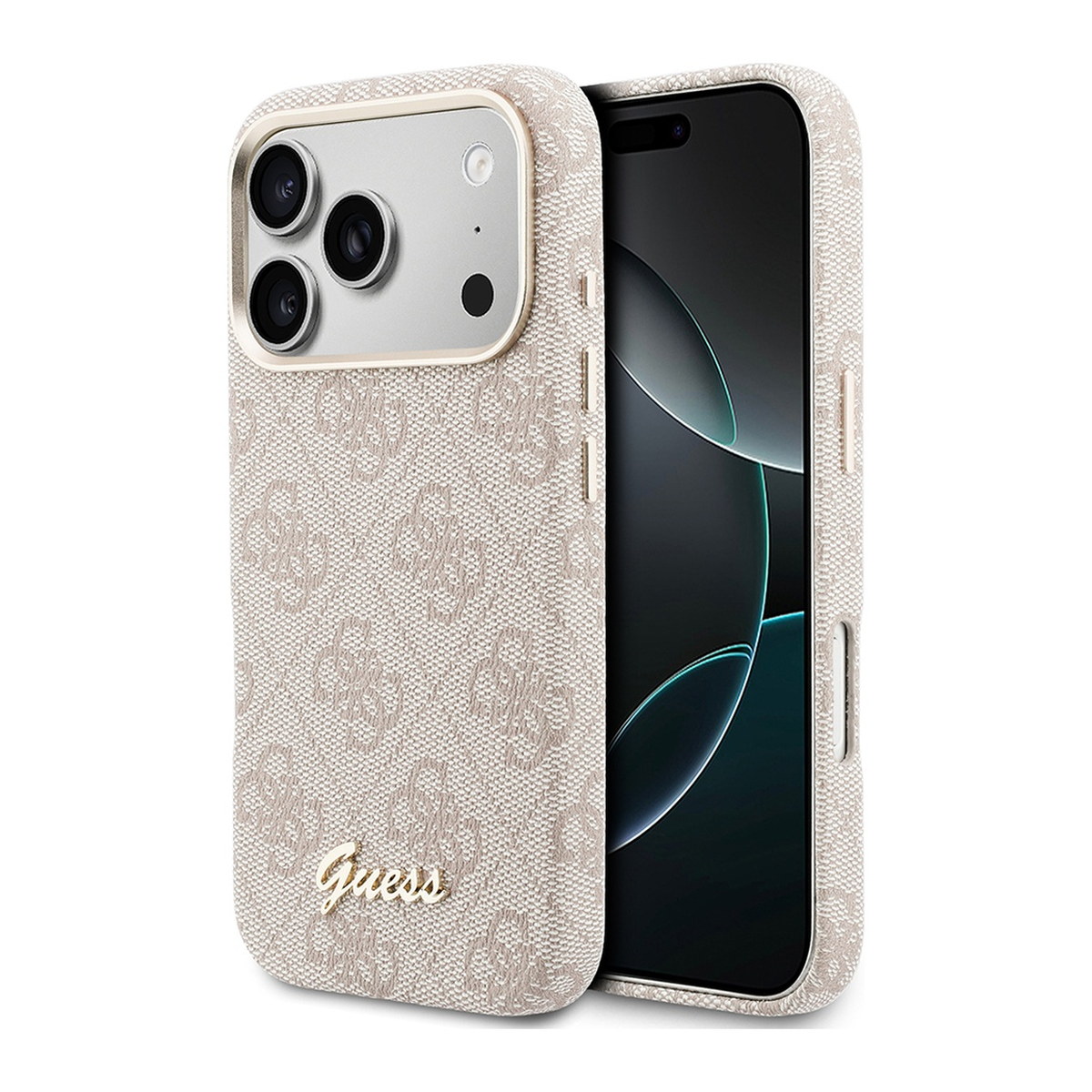 Apple iPhone 17 Pro Max Kılıf Guess Orjinal Lisanslı M-safe Şarj Özellikli Script Yazı Logolu 4G Desenli Kapak