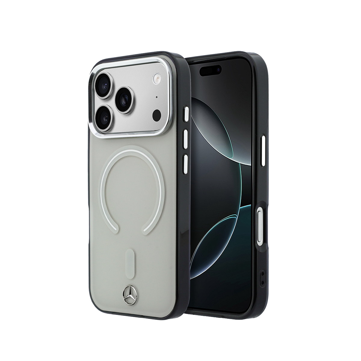 Apple iPhone 17 Pro Max Kılıf Mercedes Benz Orjinal Lisanslı M-safe Şarj Özellikli Saydam Yüzey İkonik 3D Metal Logolu Kapak