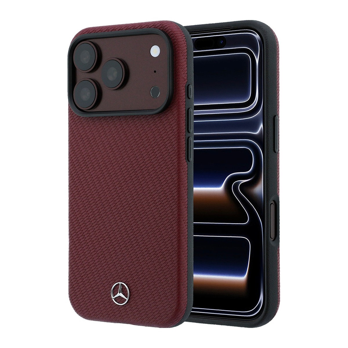 Apple iPhone 18 Pro Kılıf Mercedes Benz Orjinal Lisanslı M-safe Şarj Özellikli 3D Metal Logolu Wrap Wood Deri Kapak