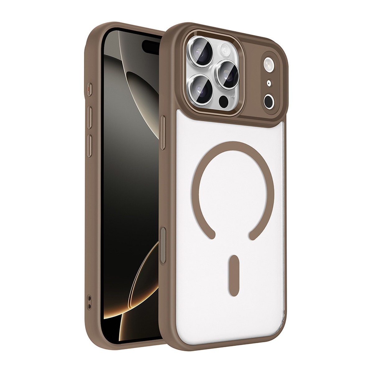 Apple iPhone 18 Pro Kılıf Wireless Şarj Özellikli Zore Krom M-safe Silikon Kapak