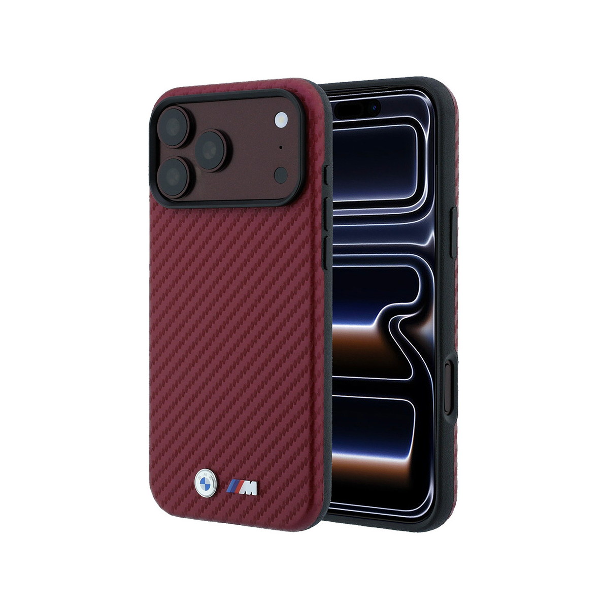 Apple iPhone 18 Pro Max Kılıf BMW Orjinal Lisanslı M-safe Şarj Özellikli Karbon Fiber Tasarımlı ve Metal Logolu PU Deri Kapak