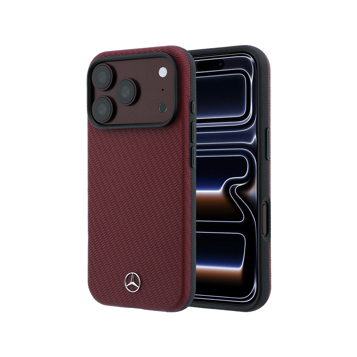 Apple iPhone 18 Pro Max Kılıf Mercedes Benz Orjinal Lisanslı M-safe Şarj Özellikli 3D Metal Logolu Wrap Wood Deri Kapak