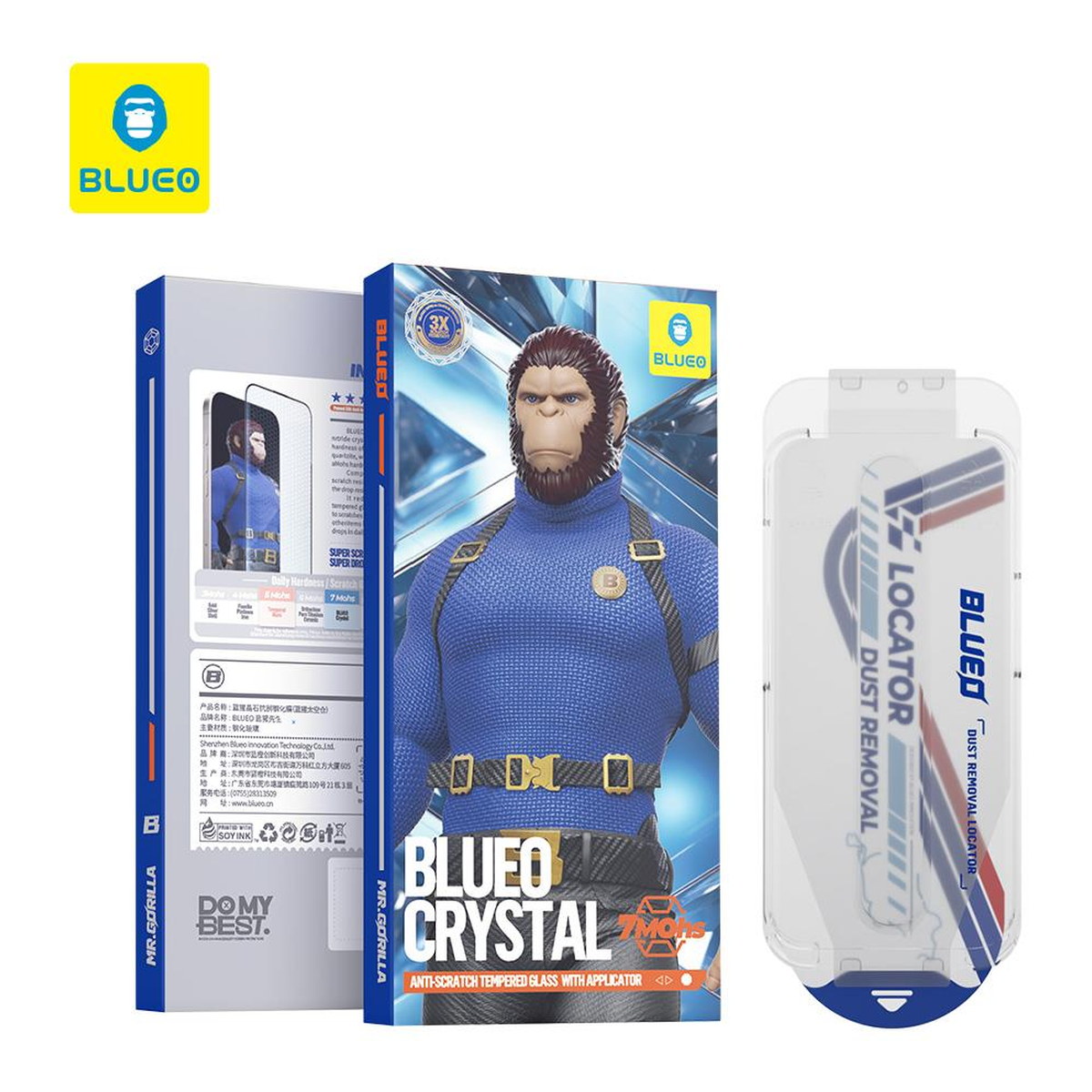 Blueo Crystal iPhone 17 Pro Max Uyumlu 7 MOhs Sertlik 3 Kat Çizilmeye Dayanıklı Cam Ekran Koruyucu Aparat