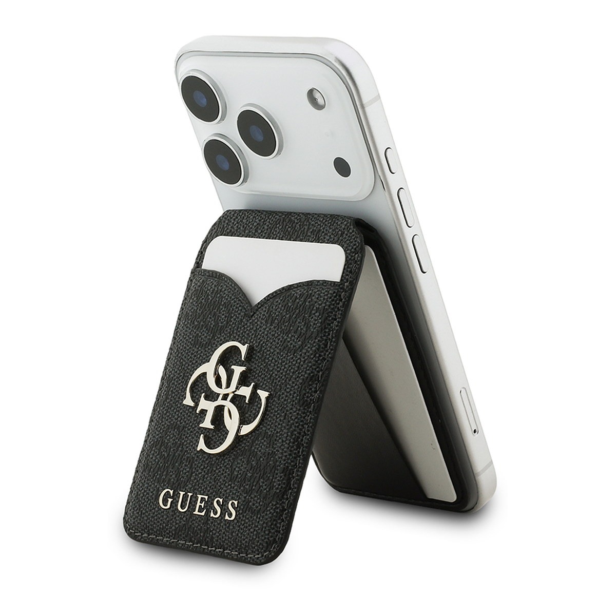 Guess Orjinal Lisanslı Aynalı Metal Büyük 4G Logolu Standlı Magnetik Kartlık