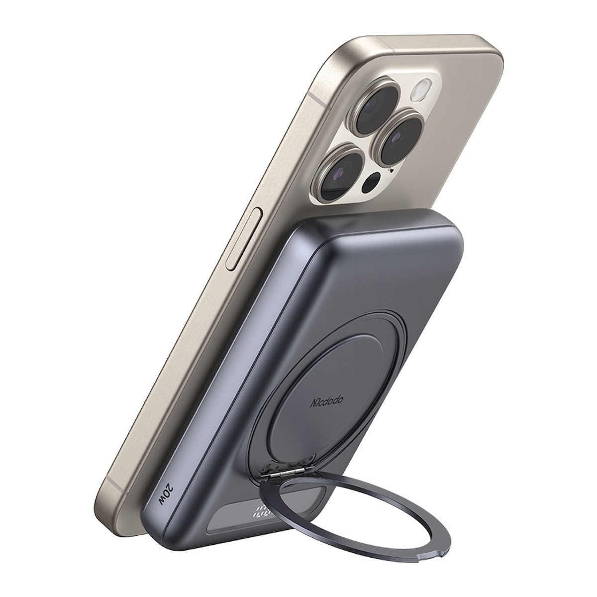 MC-8371 10000mAh - 20W Dahili 360° Halka Standlı Metal Ultra İnce Manyetik Powerbank