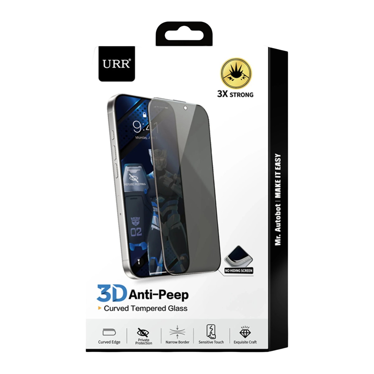 URR Apple iPhone 16 Pro Max 3D Anti-Peep Curved Cam Ekran Koruyucu