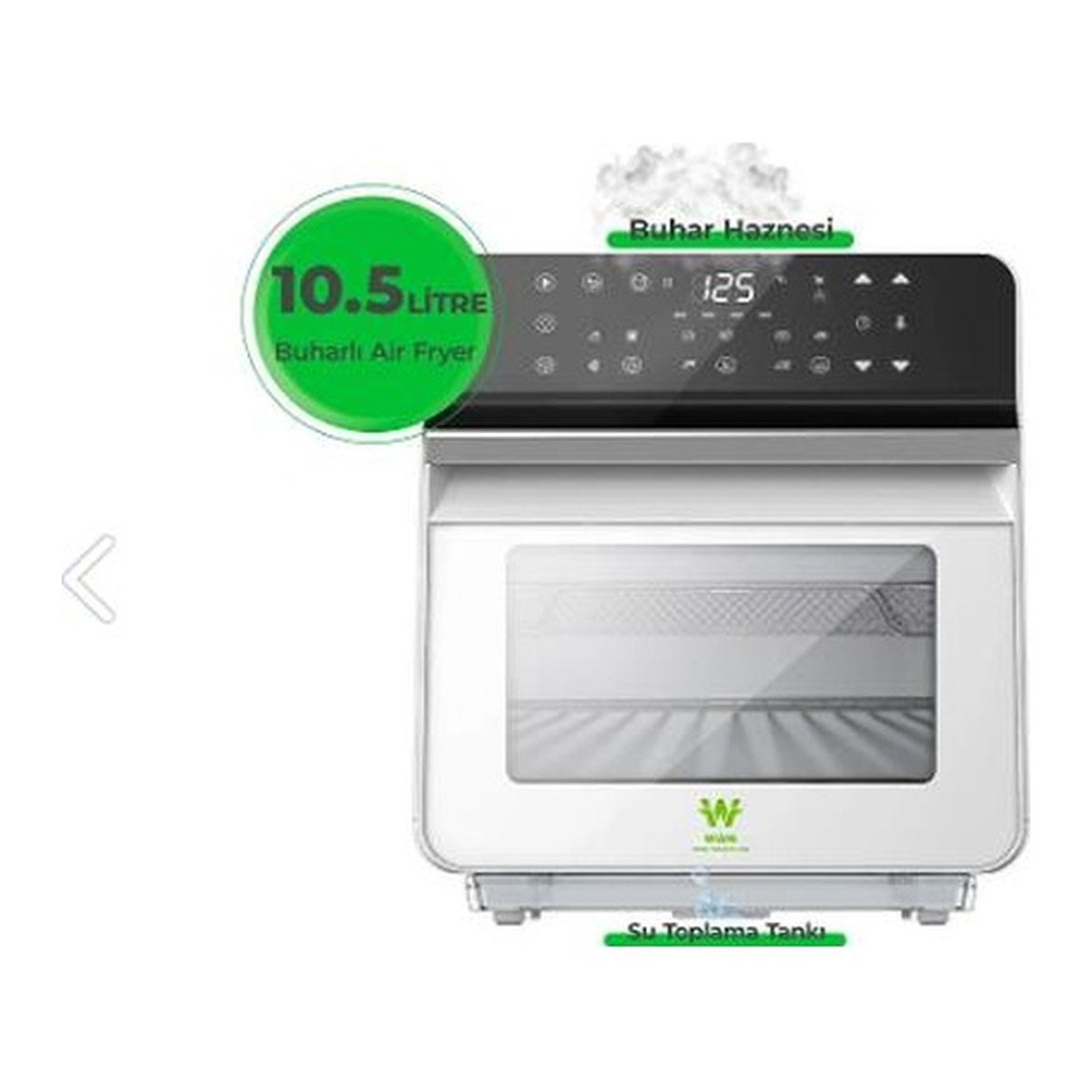 Wiami Airfryer 10.5 L Buharlı Hava Fritözü SIFIR 24 AY GARANTİLİ BEYAZ